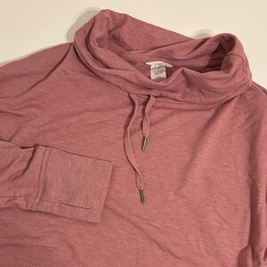 Cozy Pink Cowl Neck Sweater - L